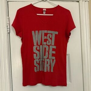 Red Graphic V-Neck Women's Top
